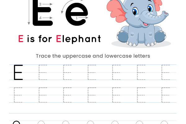 Letter Tracing Alphabet E Worksheet