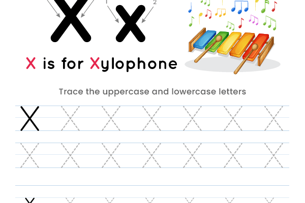 Letter Tracing Alphabet X Worksheet