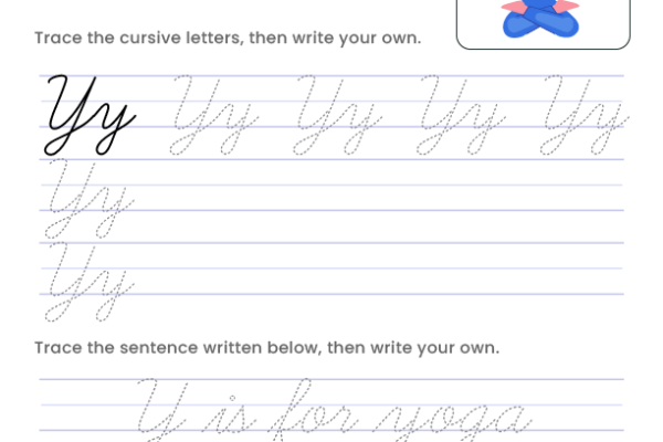 Letter Y Cursive Writing Worksheet
