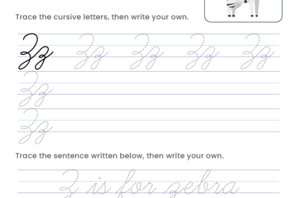 Letter Z Cursive Writing Worksheet