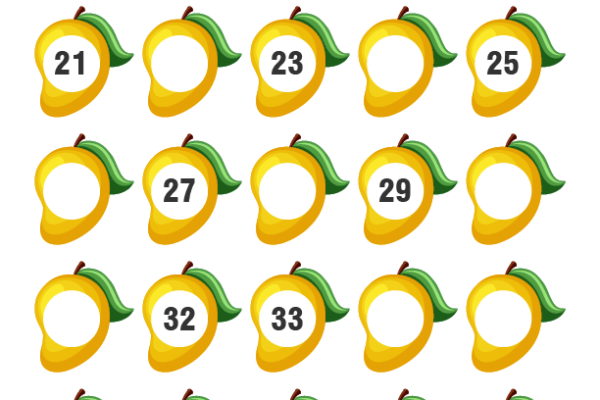 Mango Missing Numbers Worksheet 21-40
