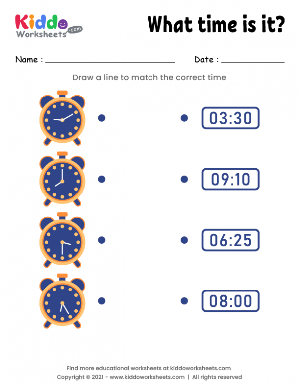 Match Clock Worksheet 2