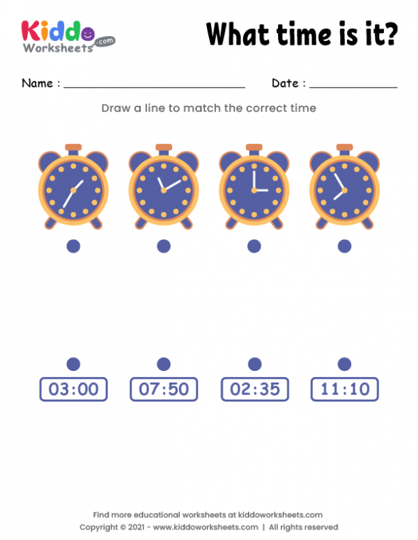 Match Clock Worksheet 3