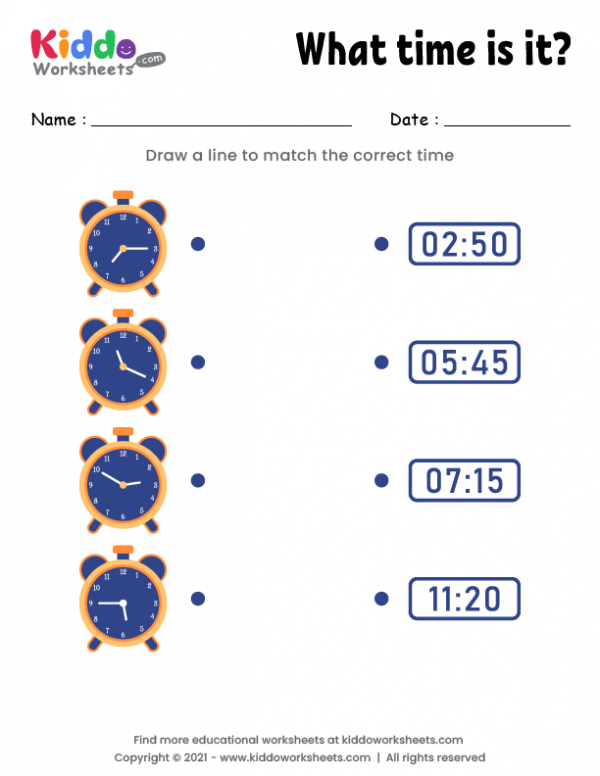 Match Clock Worksheet 4