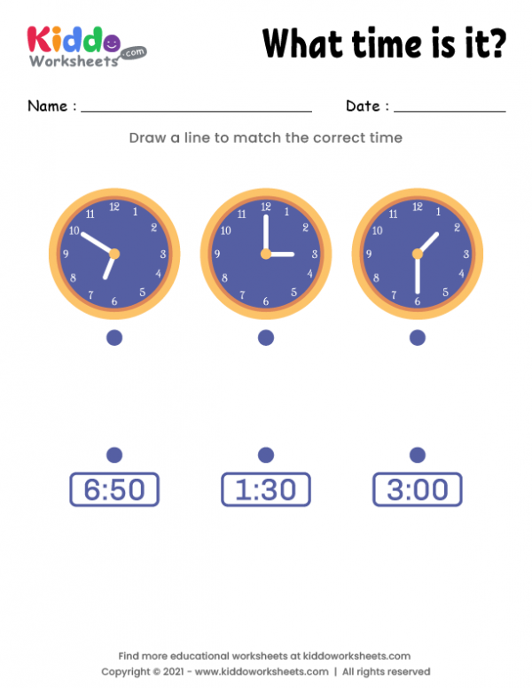 Match Clock Worksheet 6