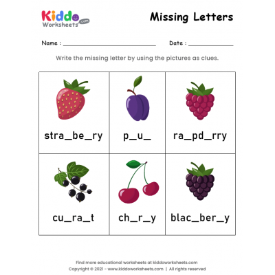 Missing Letters Fruits