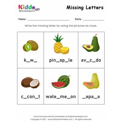 Missing Letters Fruits