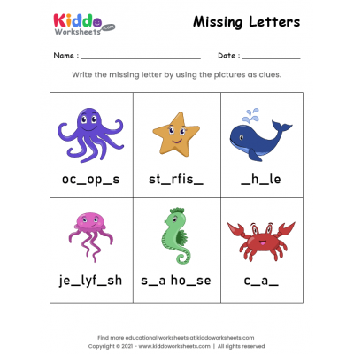 Missing Letters Sea Animals
