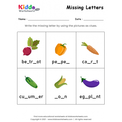 Missing Letters Vegetables