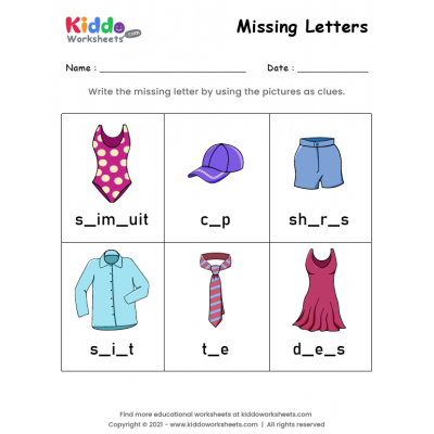 Missing Letters Worksheet 11
