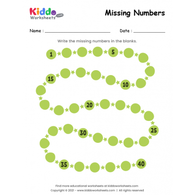 Missing Numbers Worksheet 1-40
