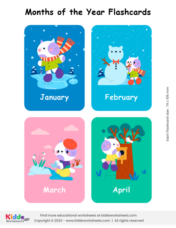Free months of the year flashcards for kids - Totcards