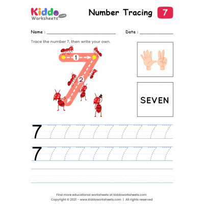 Tracing Number Seven (7)