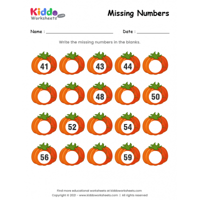Pumpkin Missing Numbers 41-60