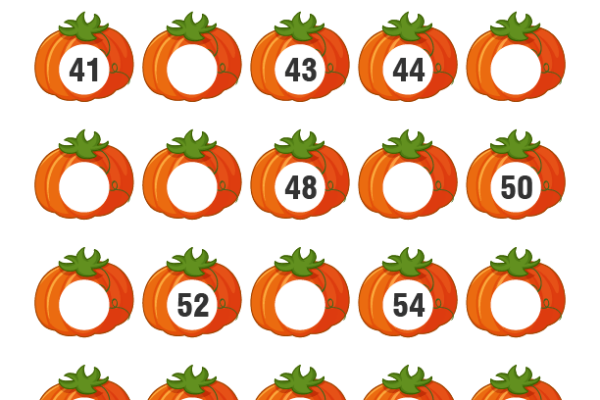 Pumpkin Missing Numbers Worksheet 41-60