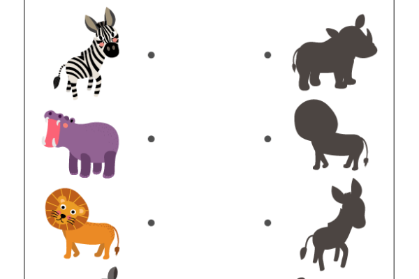 Shadow Matching African Animals Worksheet