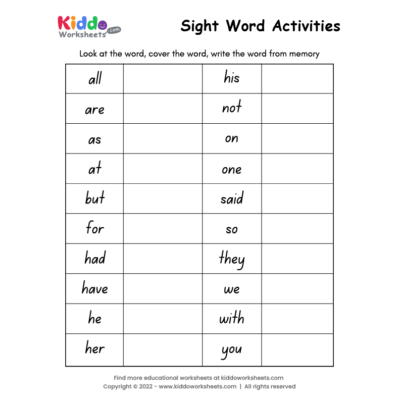 Sight Word Activities 2