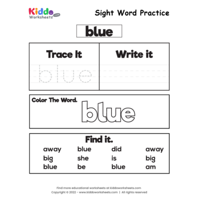 Sight Word Practice blue