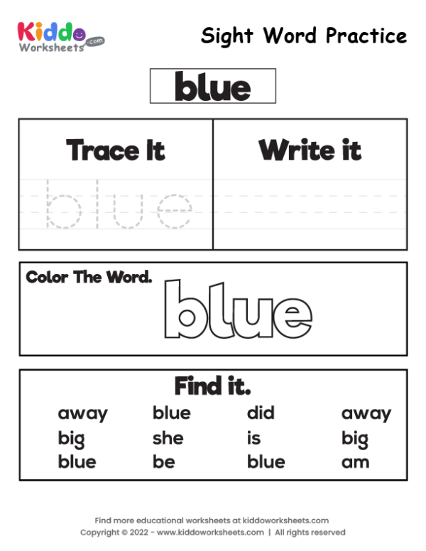 Sight Word Practice blue