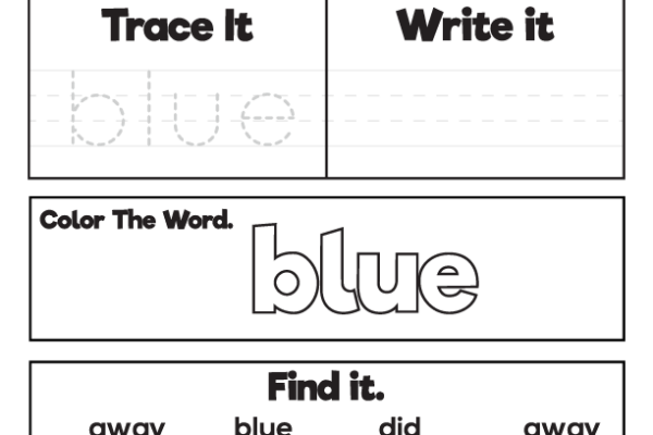 Sight Word Practice blue Worksheet