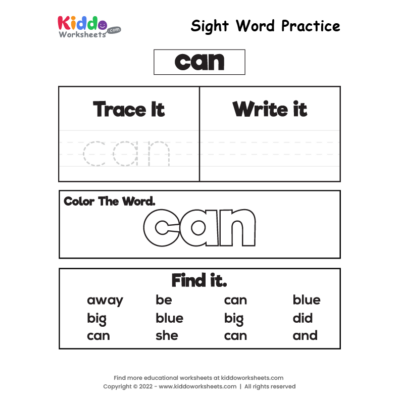 Sight Word Practice can