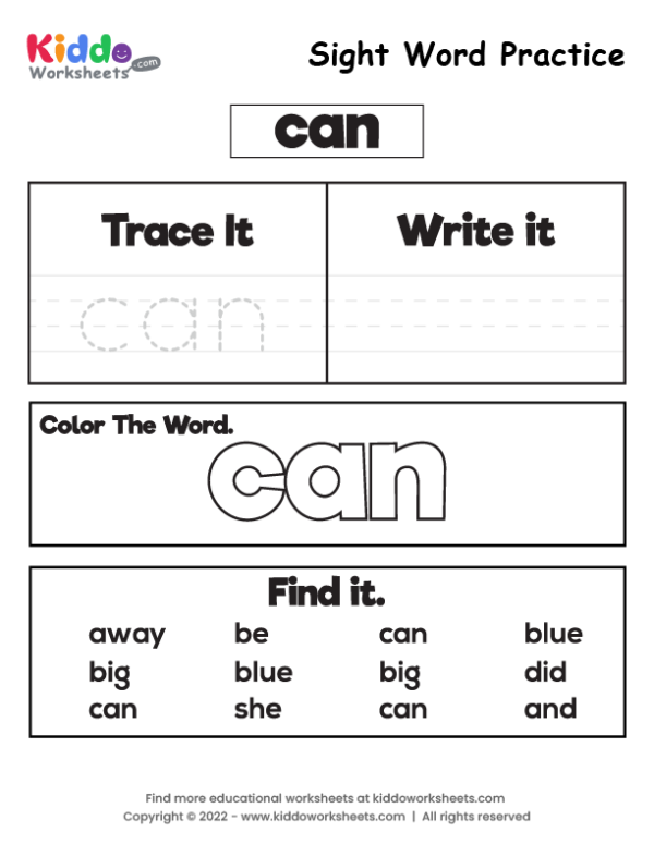 Sight Word Practice can