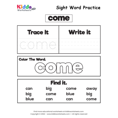 Sight Word Practice come