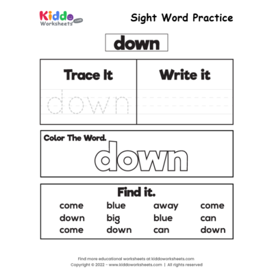 Sight Word Practice down