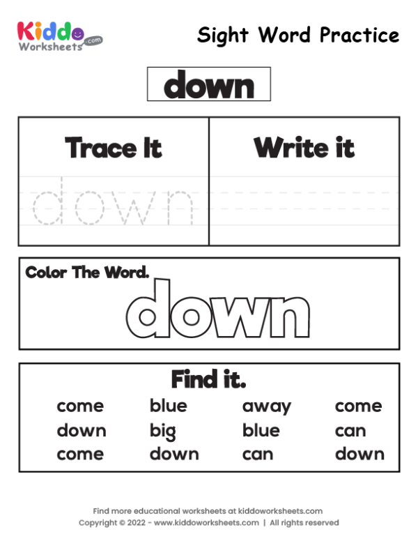 Sight Word Practice down