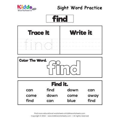 Sight Word Practice find