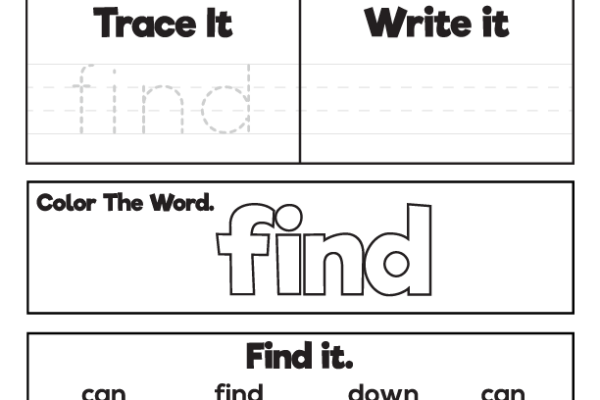 Sight Word Practice find Worksheet