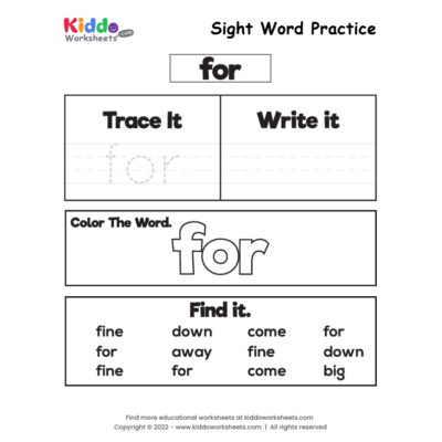 Sight Word Practice for