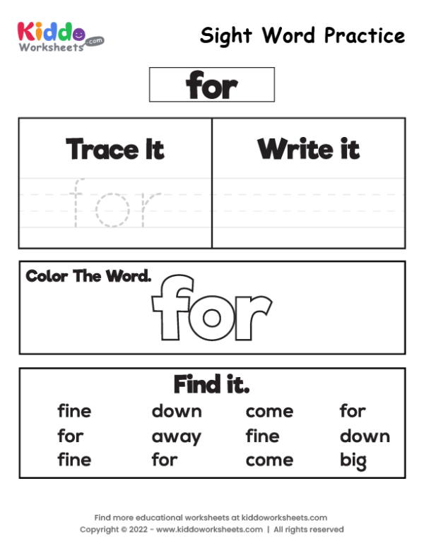 Sight Word Practice for