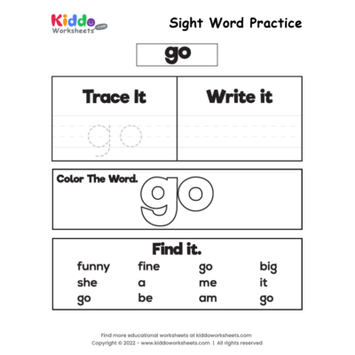 Sight Word Practice go