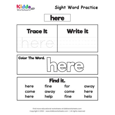 Sight Word Practice here