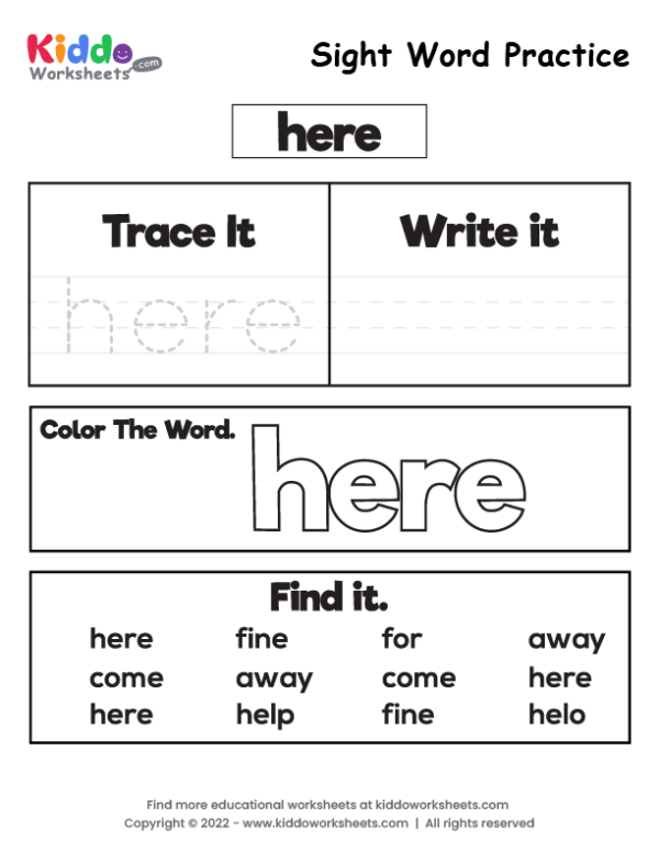 Sight Word Practice here