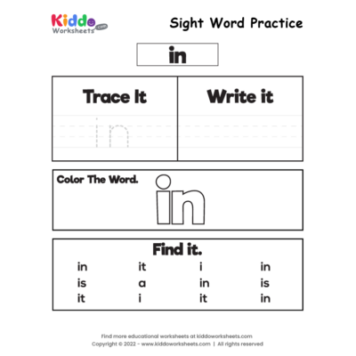 Sight Word Practice in