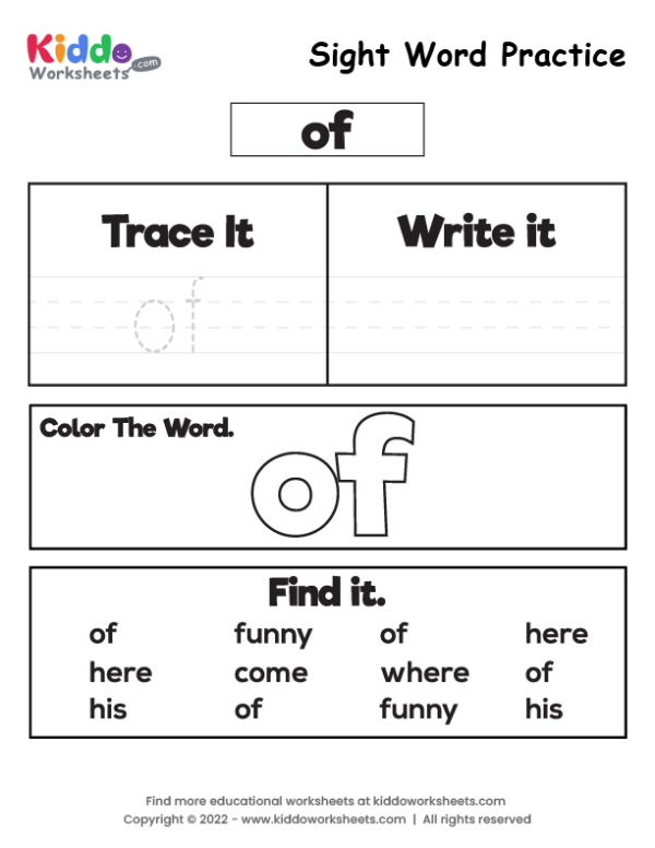 Sight Word Practice of