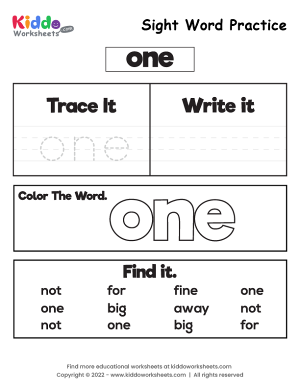 Sight Word Practice one