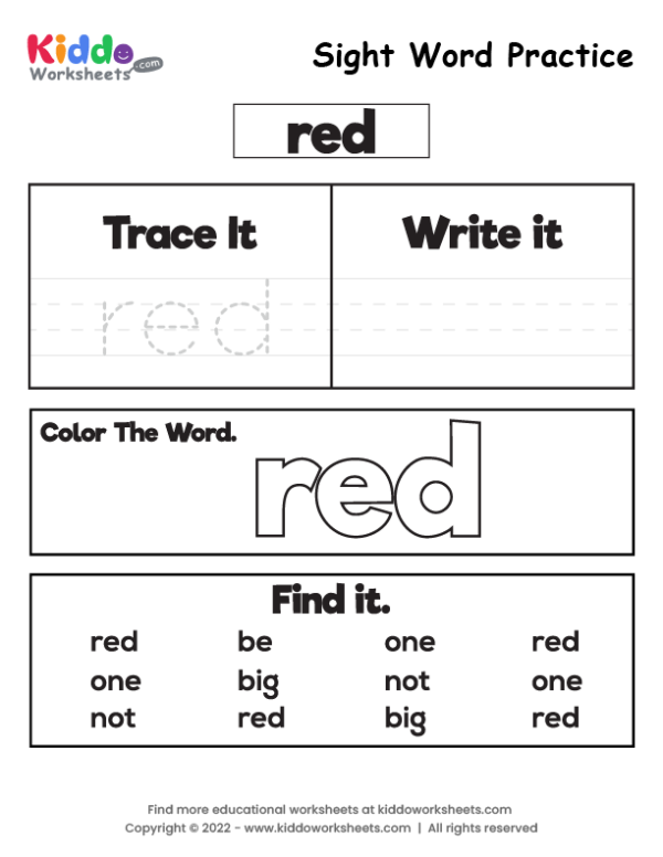 Sight Word Practice red