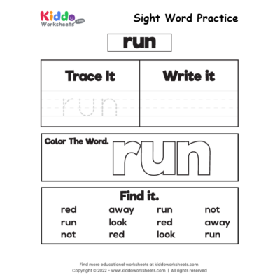 Sight Word Practice run