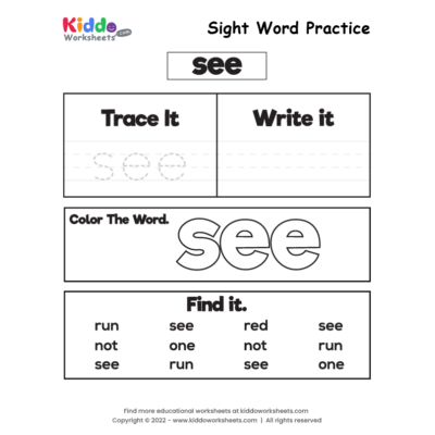 Sight Word Practice see