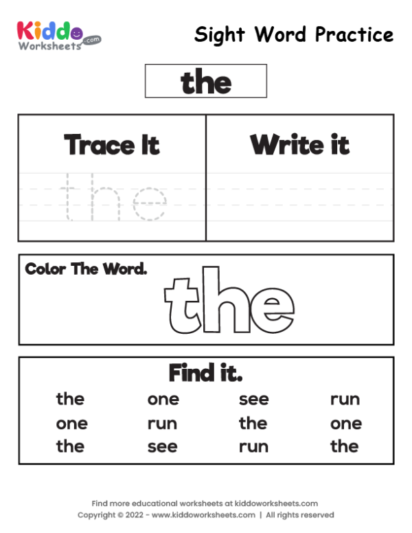 Sight Word Practice the