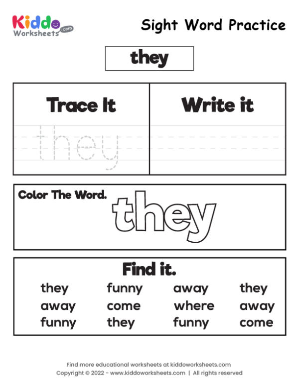 Sight Word Practice they