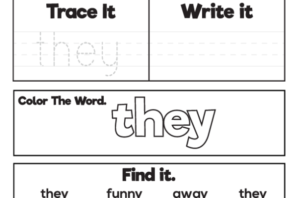 Sight Word Practice they Worksheet