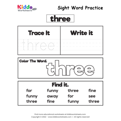 Sight Word Practice three