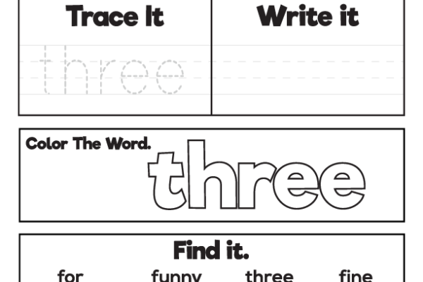 Sight Word Practice three Worksheet