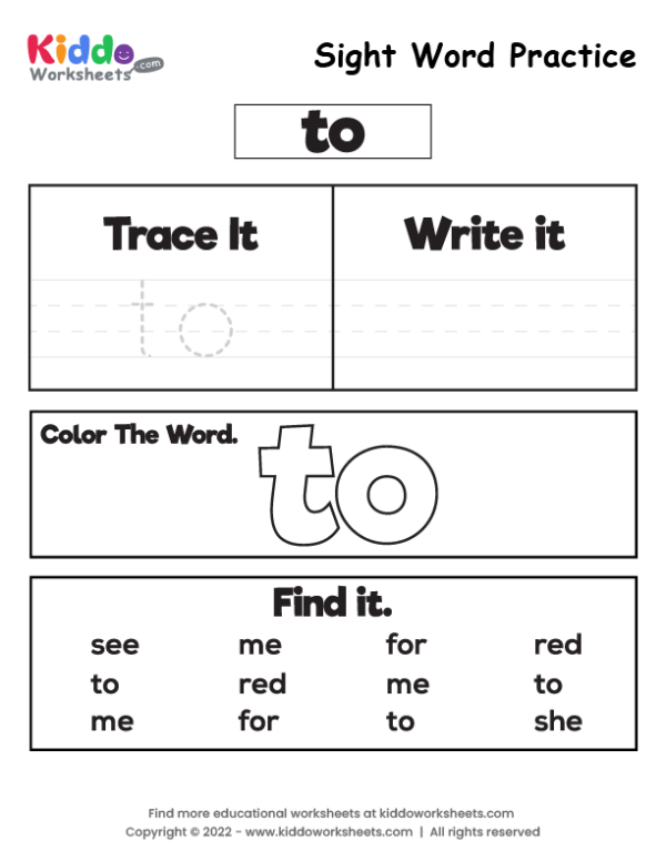 Sight Word Practice to