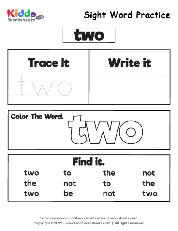 Sight Word Practice two