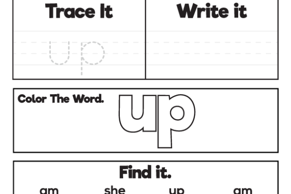 Sight Word Practice up Worksheet